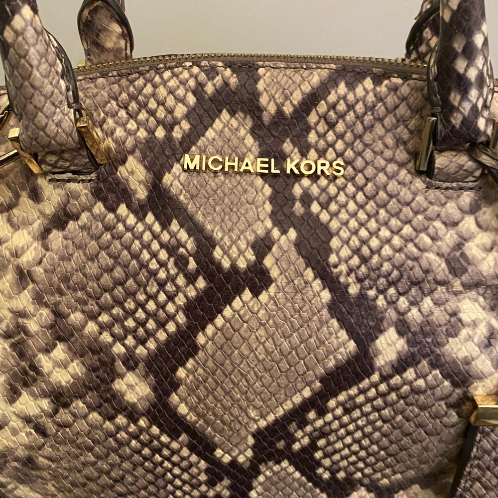 Michael Kors Python Leather Snakeskin Print Handb… - image 2